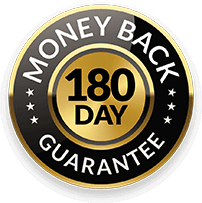 HeroUP 180-day money-back guarantee badge